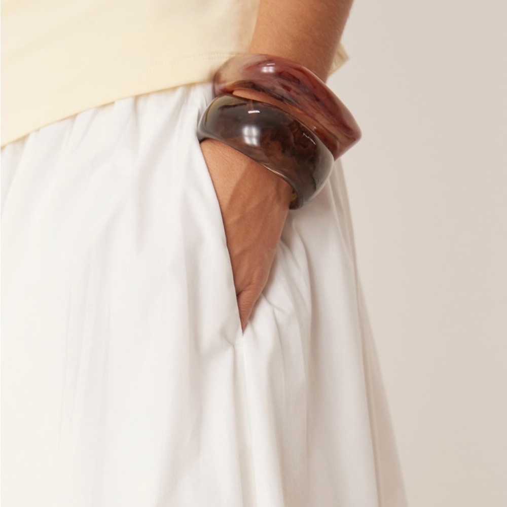 Abercrombie & Fitch White Maxi Skirt Elastic Waist Boho Festival S - Picture 5 of 8